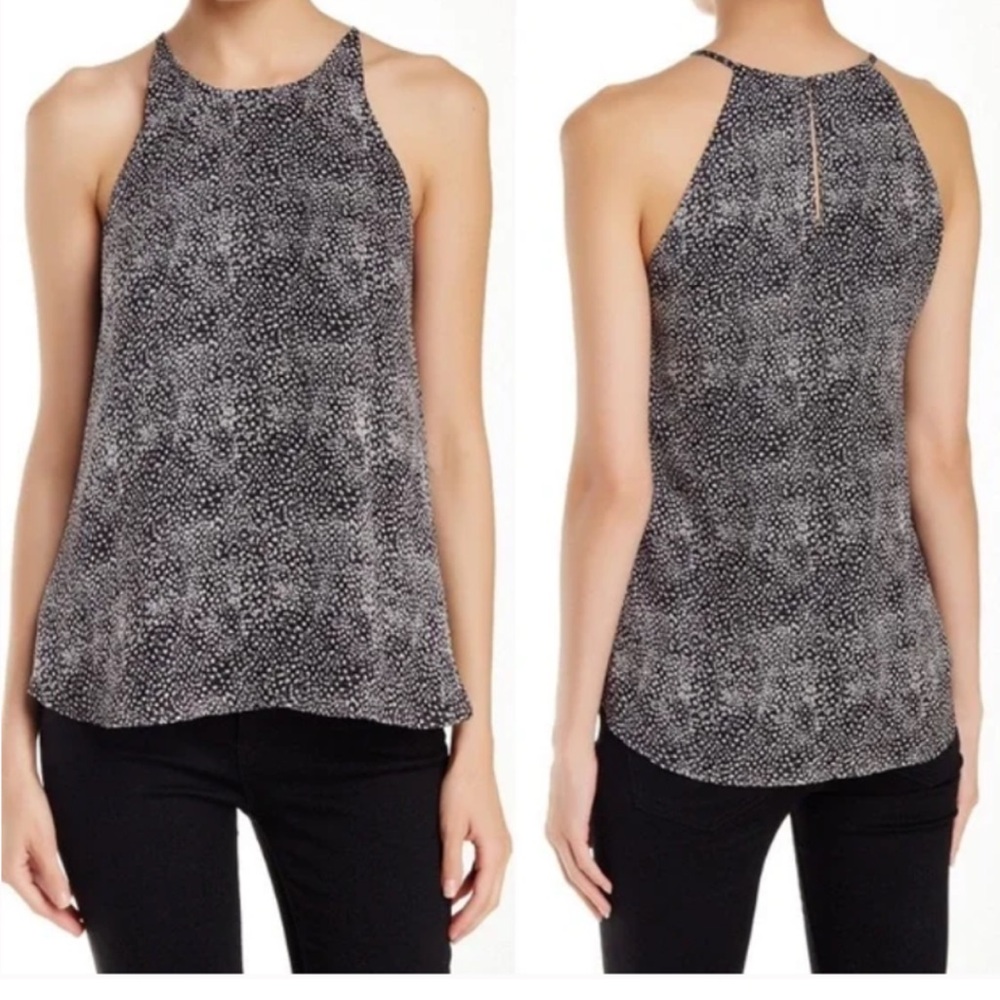 Joie Women’s Tank Top in Caviar Sz S Sleeveless‎ Top 100% Silk Black/ White